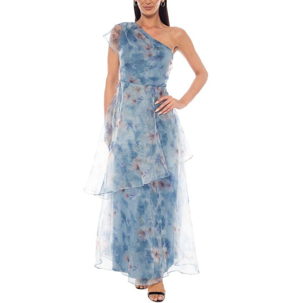 Oleg Cassini Womens Printed Organza Gown